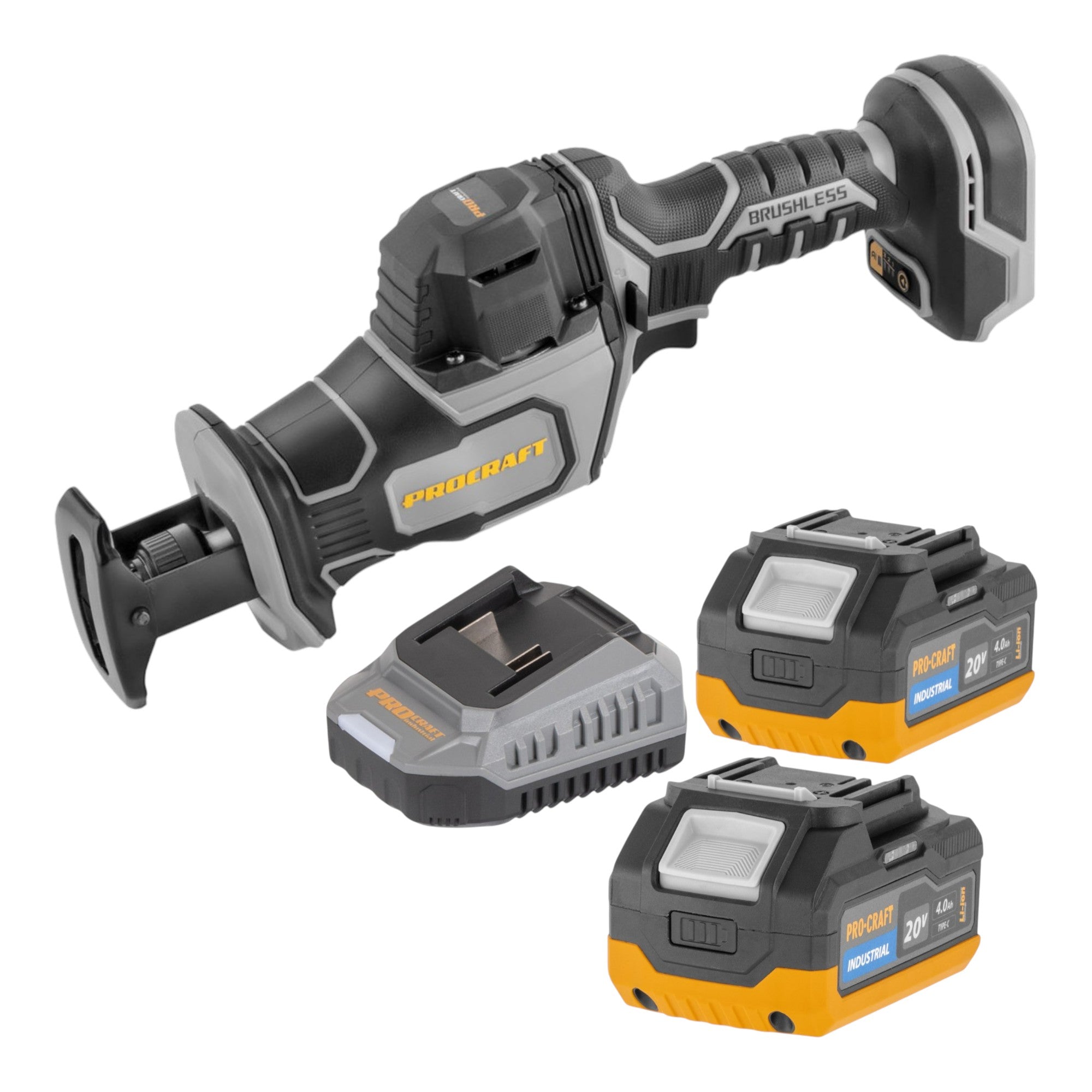 Procraft Industrial RS20Abb Recipro Saebelsaege 20 V Brushless 2x Akku 4 0 Ah Ladegeraet 0 - toolbrothers