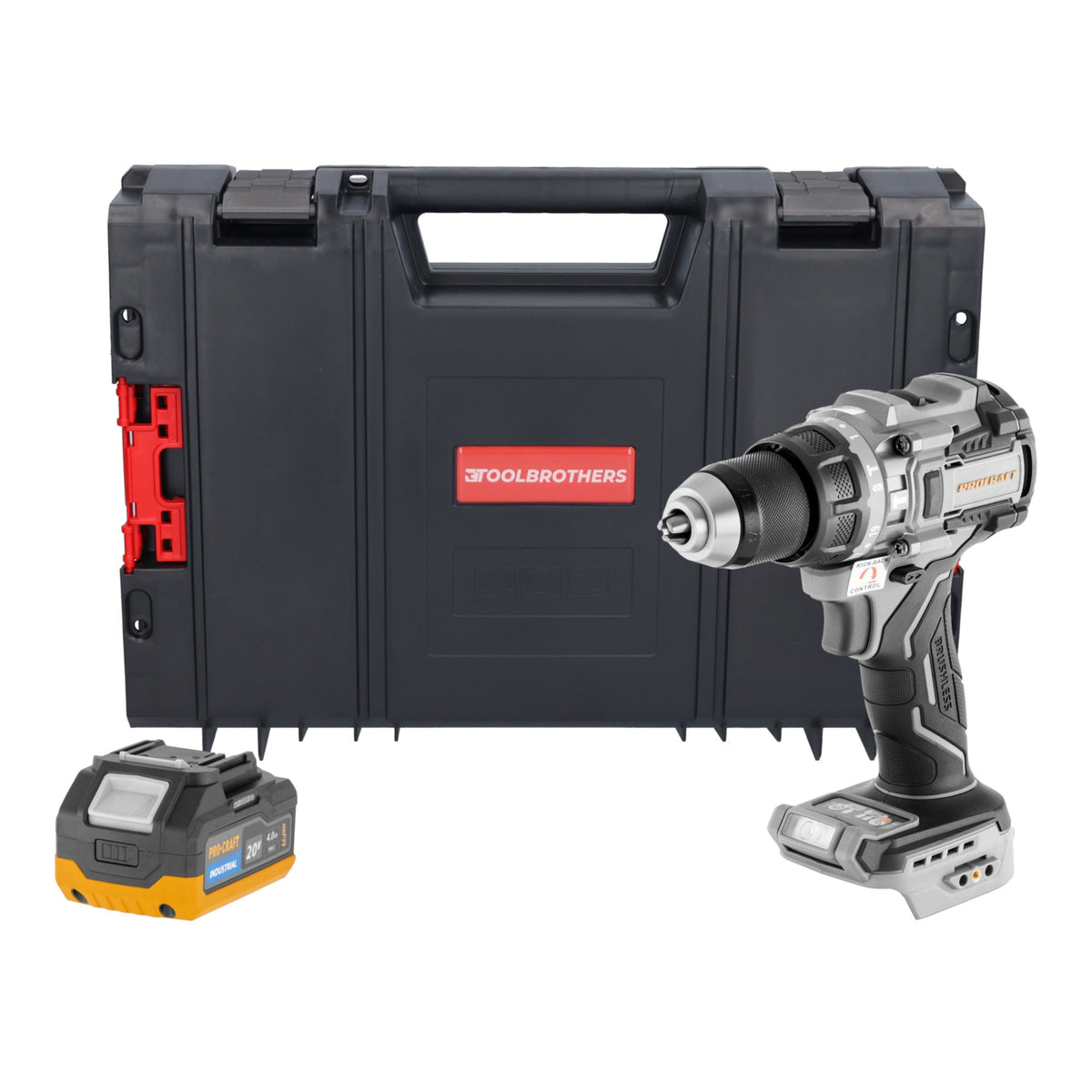 Taladro atornillador a batería ProCraft Industrial CD20C-BB de 20 V y 120 Nm, sin escobillas, modelo Solo —sin batería ni cargador—