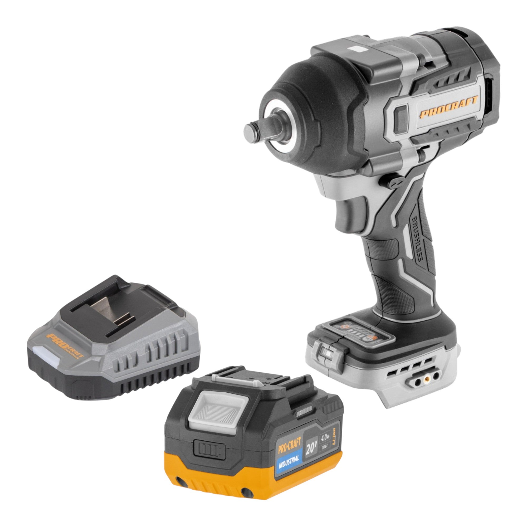 ProCraft Industrial IW850A BB Akku Schlagschrauber 20 V 850 Nm 1 2 Brushless 1x Akku 4 0 Ah Ladegeraet 0 - toolbrothers