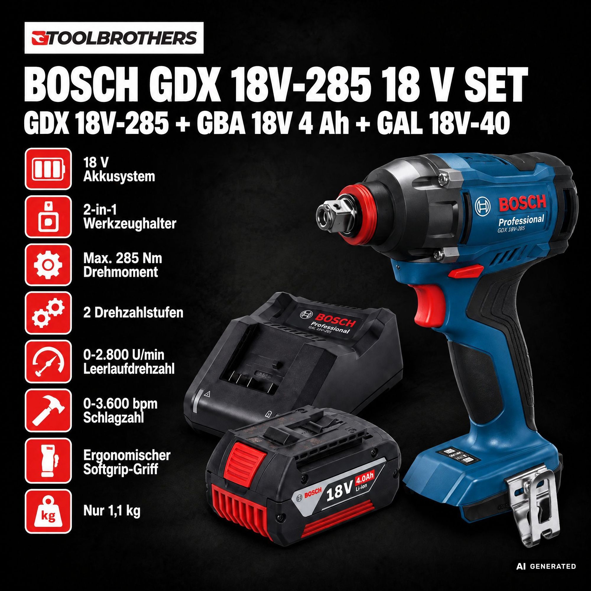 Toolbrothers Powertools Kalender 2026 Bosch GDX 18V 285 Professional Edition Gr M 1 - toolbrothers