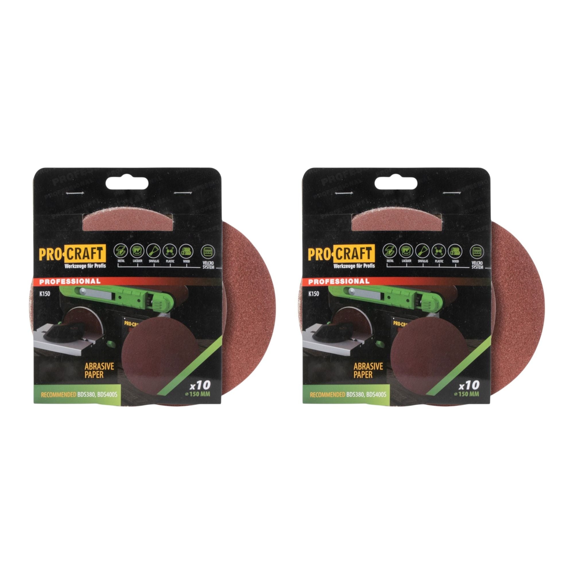 Procraft K150 180 Schleifpapier Klett 150 mm P180 20 Stk fuer Exzenterschleifer 0 - toolbrothers