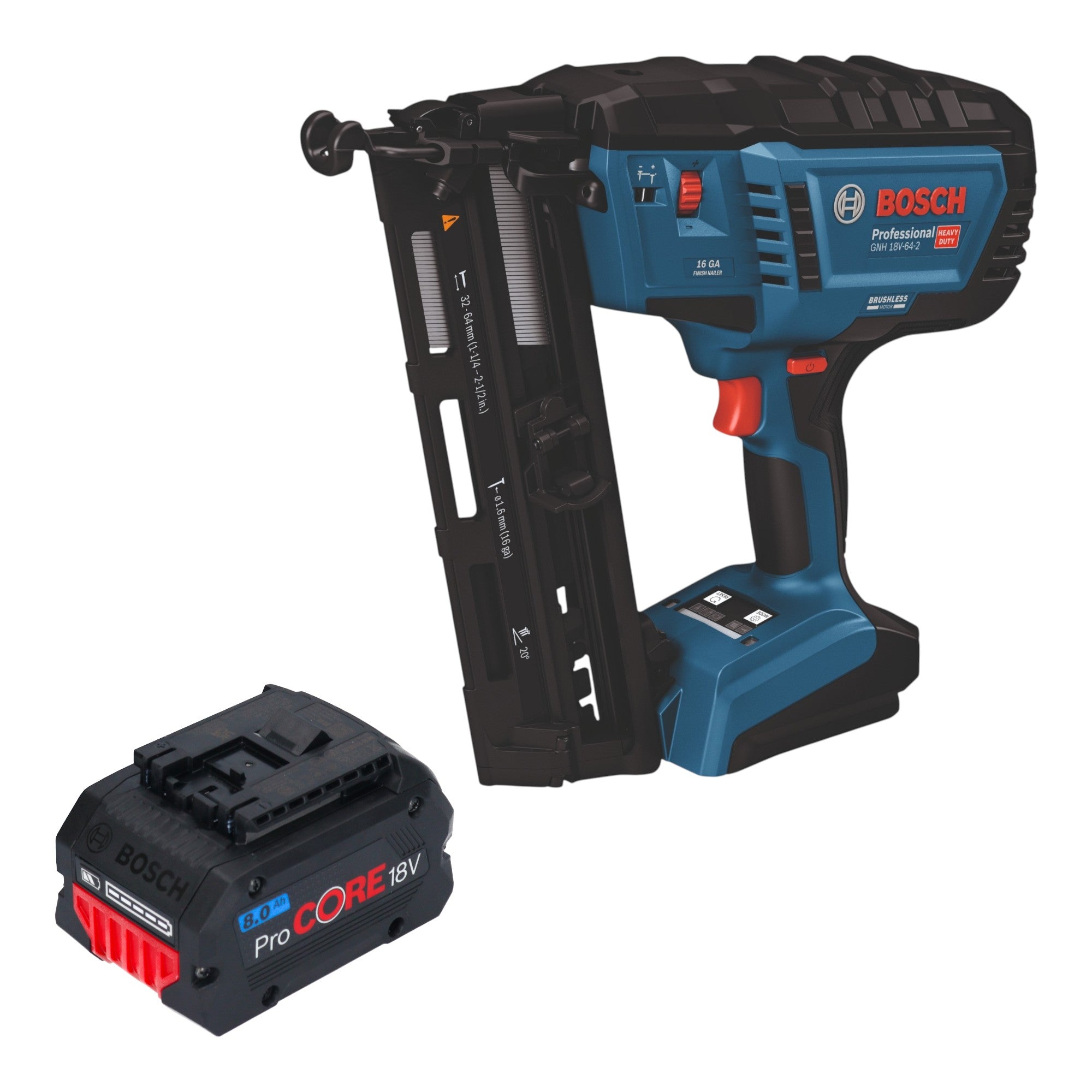 Bosch GNH 18V 64 2 Professional Akku Holznagler 18 V 1 6 x 32 64 mm Brushless 1x ProCORE Akku 8 0 Ah ohne Ladegeraet 0 - toolbrothers