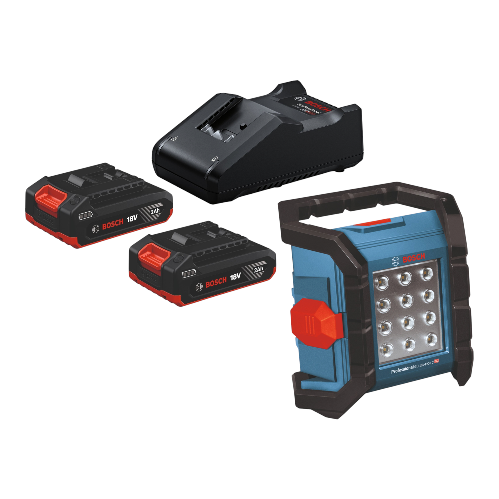 Bosch GLI 18V 1200 C Professional Akku Baustrahler 18 V 1200 lm 2x Akku 2 0 Ah Ladegeraet 0 - toolbrothers