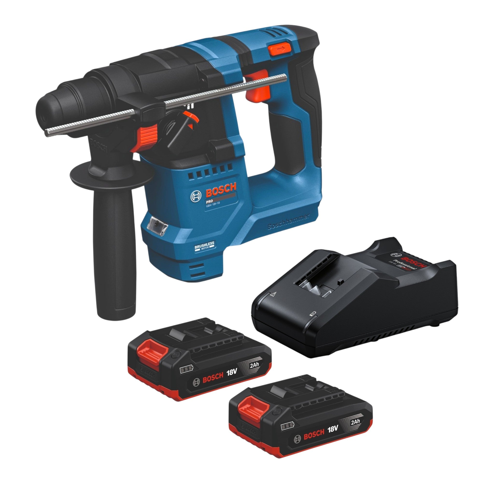 Bosch GBH 18V 18 Professional Akku Bohrhammer 18 V 1 5 J SDS plus Brushless 2x Akku 2 0 Ah Ladegeraet 0 - toolbrothers