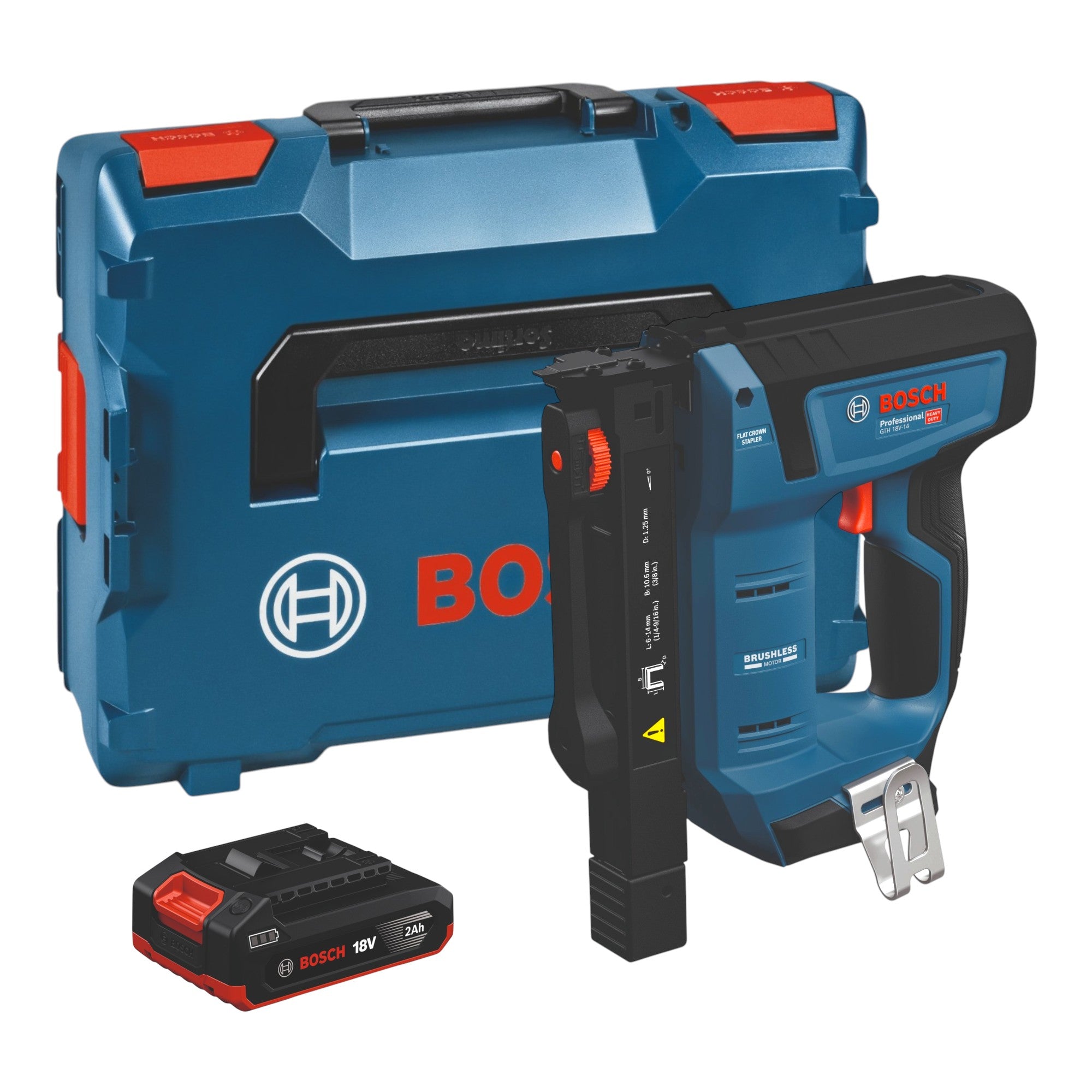 Bosch GTH 18V 14 Akku Holzklammerer 18 V 10 6 x 6 14 mm Brushless 1x Akku 2 0 Ah L Boxx ohne Ladegeraet 0 - toolbrothers