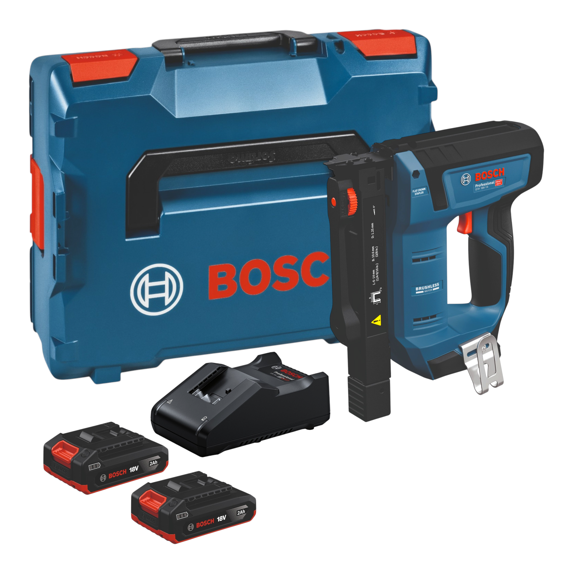 Bosch GTH 18V 14 Akku Holzklammerer 18 V 10 6 x 6 14 mm Brushless 2x Akku 2 0 Ah Ladegeraet L Boxx 0 - toolbrothers