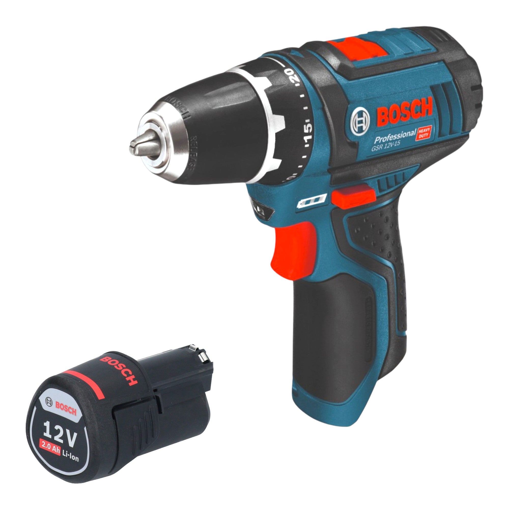 Bosch GSR 12V 15 Professional Akku Bohrschrauber 12 V 30 Nm 1x Akku 2 0 Ah ohne Ladegeraet 0 - toolbrothers