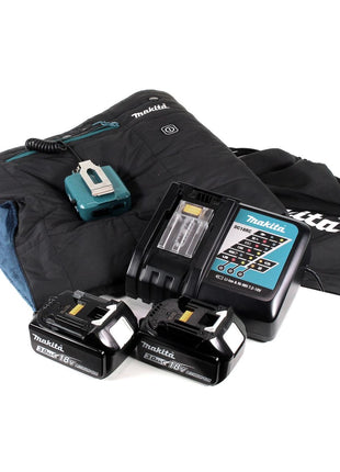 Makita DCB 200 RFA Heizdecke 14,4V - 18 V 3 Heizstufen USB Anschluss + 2x Akku 3,0Ah + Ladegerät - Toolbrothers