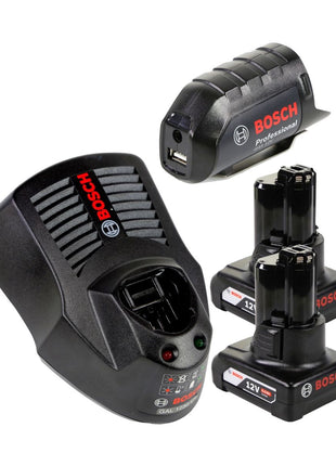 Bosch USB Power Set 12V 2x 6,0Ah Akku + Ladegerät + GAA 12V Akku USB Ladegerät Aufsatz Adapter - Toolbrothers