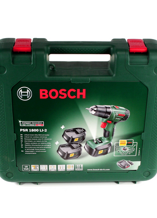 Bosch Heimwerker PSR 1800 Li-2 3X 18 V Akku Bohrschrauber + 25tlg. Bit Bohrer Set + 3 x Akku 1,5Ah + Ladegerät + Koffer - Toolbrothers