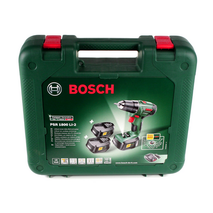 Bosch Heimwerker PSR 1800 Li-2 3X 18 V Akku Bohrschrauber + 26tlg. Bit Bohrer Set + 3 x Akku 1,5Ah + Ladegerät + Koffer - Toolbrothers
