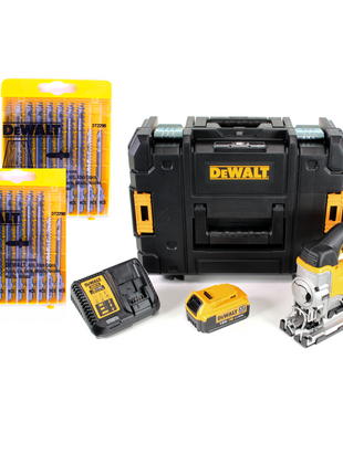 DeWalt DCS 331 M1 18V XR Akku Stichsäge + 1x Akku 4,0Ah + Ladegerät + 20tlg. Holz Stichsägeblätter + TSTAK - Toolbrothers