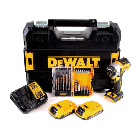 DeWalt DCF 887 Visseuse à Chocs sans fil 18 V brushless avec Mandrin de 1/4" + boîtier TStak + 2x Batteries 2 Ah + Chargeur