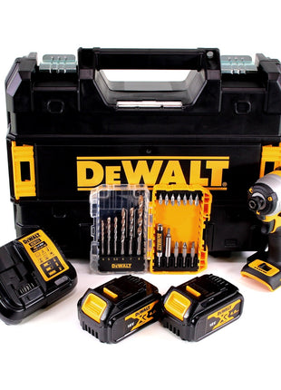 Clé à chocs sans fil DeWalt DCF 887 M2 18V 205Nm 1/4" sans balais + jeu de 19 forets + 2x batterie 4,0Ah + chargeur rapide + TSTAK