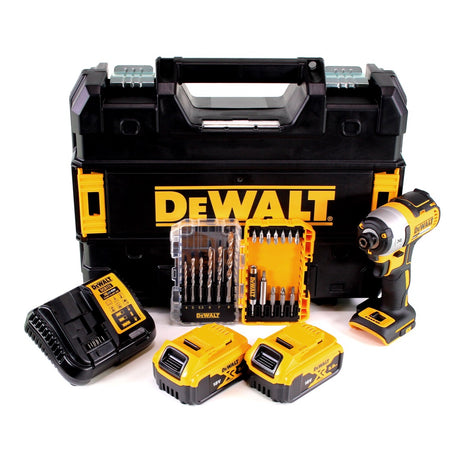 DeWalt DCF 887 P2 Visseuse à Chocs sans fil 18 V brushless avec Mandrin de 1/4" + Boîtier TStak + 2x Batteries 5 Ah + Chargeur DCB 115 