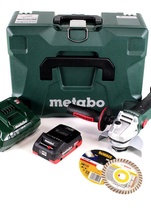 Metabo W 18 LTX 125 Amoladora angular a batería Quick 18V 125mm en MetaLoc + 1x batería 4,0 Ah + cargador + discos de corte