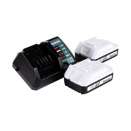 Taladro percutor inalámbrico Makita HP 457 DWEX4 18V 42Nm Serie G + 2x baterías 1,5Ah + cargador + juego de brocas 70 piezas + estuche