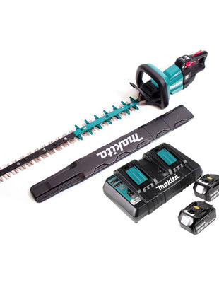 Cortasetos a batería Makita DUH 751 PTE 18V 75 cm sin escobillas + 2x batería 5.0Ah + doble cargador