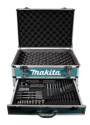 Maletín para herramientas Makita X4 de aluminio con inserto universal + juego de brocas de 70 piezas