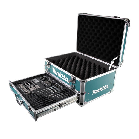 Makita X4 Alu Tiroirs à outils Coffret avec garniture universelle + 70 pcs. jeu de forets Bit