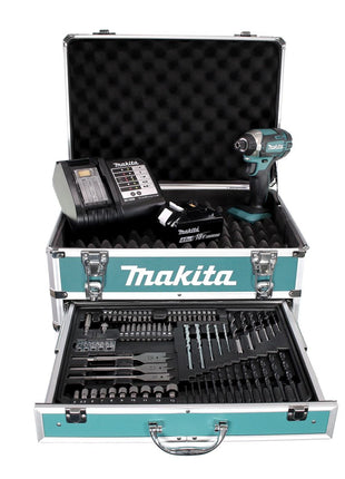 Makita DTD 152 SMX4 llave de impacto inalámbrica 18V 165Nm 1/4" + 1x batería 4.0Ah + cargador + juego de brocas 70 piezas + estuche