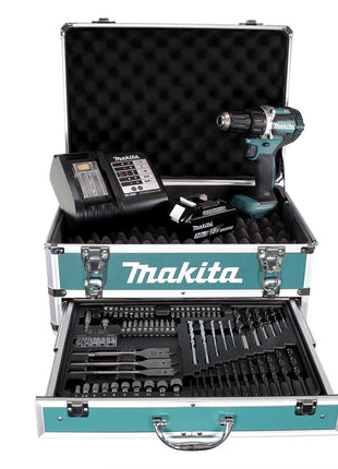 Makita DDF 484 SFX4 Clé à choc sans fil 18V 54Nm Brushless + 1x batterie 3,0Ah + chargeur + 70tlg. Jeu de forets à embouts + Coffret