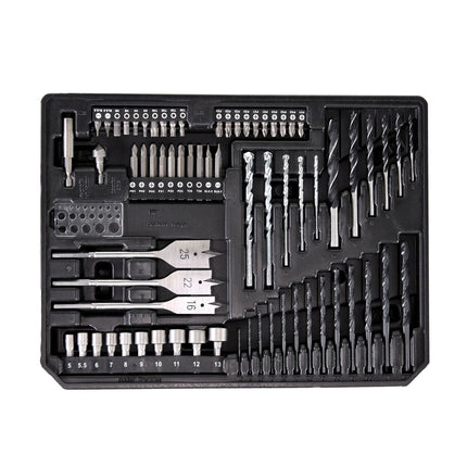 Taladro atornillador inalámbrico Makita DDF 483 SFX4 18 V 40 Nm sin escobillas + 1x batería 3,0 Ah + cargador + 70 piezas. Juego de brocas + estuche