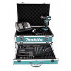 Taladro atornillador inalámbrico Makita DDF 483 STX4 18 V 40 Nm sin escobillas + 1x batería 5,0 Ah + cargador + 70 piezas. Juego de brocas + estuche