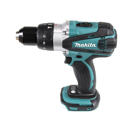 Taladro percutor inalámbrico Makita DHP 458 SMX4 18 V 91Nm + 1x batería 4,0Ah + cargador + 70 piezas. Juego de brocas + estuche
