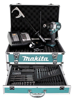 Makita DHP 481 SMX4 Akku Schlagbohrschrauber 18V 115Nm + 1x Akku 4,0Ah + Ladegerät + 70tlg. Bit Bohrer Set + Koffer