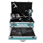 Taladro percutor inalámbrico Makita DHP 481 SGX4 18 V 115Nm + 1x batería 6,0Ah + cargador + 70 piezas. Juego de brocas + estuche