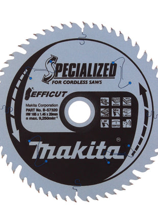 Makita CCXF16556EL Hoja de sierra SPECIALIZED EFFICUT 165 x 20 x 1,45 mm (B-57320) 56 dientes para madera, laminado y plástico