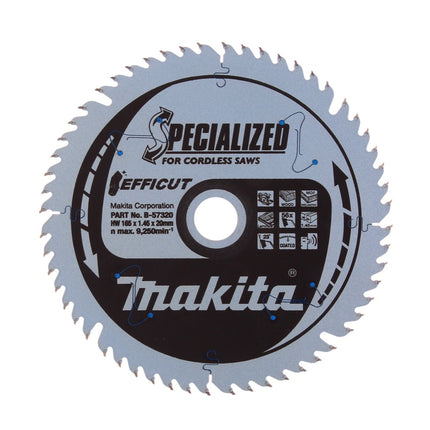 Makita CCXF16556EL Hoja de sierra SPECIALIZED EFFICUT 165 x 20 x 1,45 mm (B-57320) 56 dientes para madera, laminado y plástico