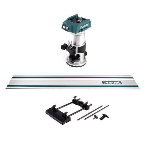 Makita DRT 50 Z Fraiseuse multifonctions sans fil 18V Brushless Solo + Adaptateur de guide-chaîne + Guide-chaîne 1000mm - sans batterie, sans chargeur