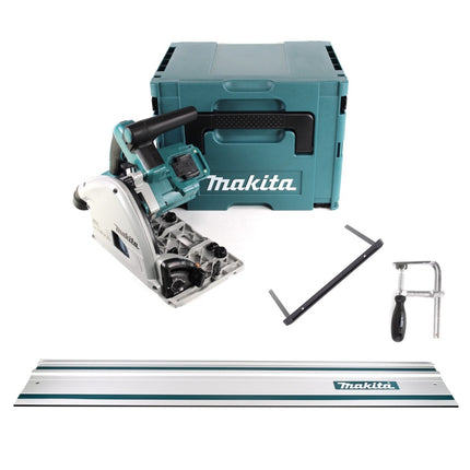 Makita DSP 600 ZJ cordless plunge-cut saw 36V (2x 18V) brushless + guide rail + screw clamps + rip fence ( 165447-6 ) + Makpac - without battery, without charger