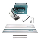 Makita DSP 600 ZJ cordless plunge-cut saw 36V (2x 18V) brushless + 2x guide rail + screw clamps + guide rail connector + rip fence ( 165447-6 ) + Makpac - without battery, without charger