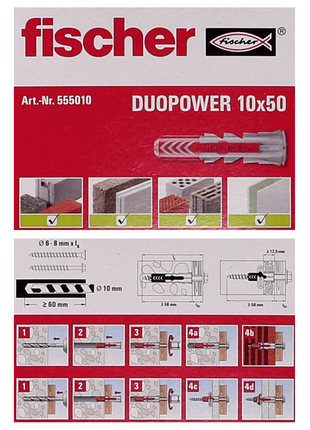 Taco de expansión Fischer DUOPOWER 10x50mm 50 piezas (555010)