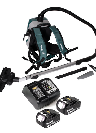 Makita DVC 261 SFX15 aspirador de mochila a batería 36V (2x 18V) 2L sin escobillas + 2x batería 3.0Ah + cargador