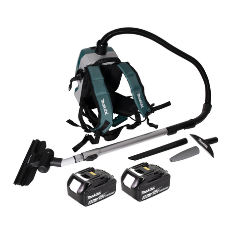 Makita DVC 261 TX15 Aspirateur dorsal sans fil 36V (2x 18V) 2L brushless + 2x Batteries 5.0Ah - sans chargeur