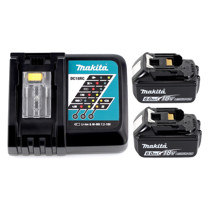 Makita DVC 261 RGX15 aspirador de mochila a batería 36V (2x 18V) 2L sin escobillas + 2x batería 6.0Ah + cargador + 10x bolsa filtro