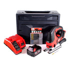 Sierra de calar Milwaukee M18 BJS-501M 18V + 1x batería 5.0Ah + cargador + 11x hojas de sierra de calar + M-Box