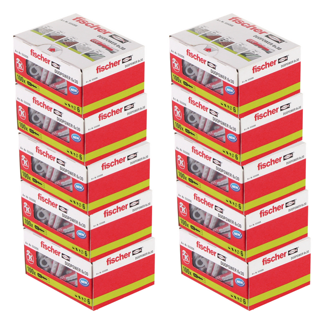 Taco de expansión Fischer DUOPOWER 6x30mm 1000 piezas (10x 555006)