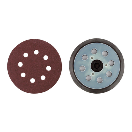 Lijadora excéntrica a batería Makita DBO 180 RTJ 18 V 125 mm + 2x baterías 5,0 Ah + cargador + plato lijador + 10x papel de lija K80 + Makpac