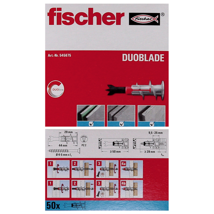 Fischer Gipskartondübel DUOBLADE 44mm 250 Stk. ( 5x 545675 )