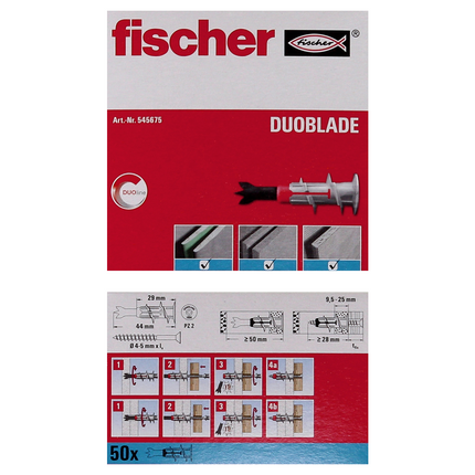 Tacos para placas de yeso Fischer DUOBLADE 44mm 500 piezas (10x 545675)