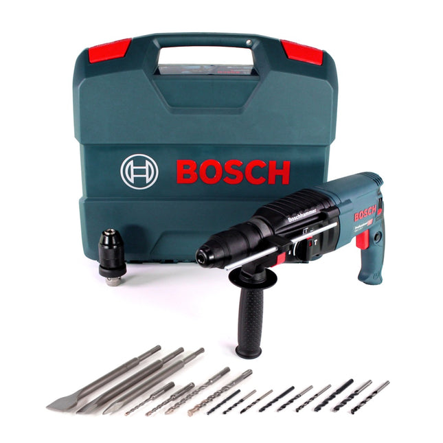 Taladro percutor Bosch GBH 2-26 F 830W 2.7J SDS-plus + 16 piezas. Juego de cinceles + estuche