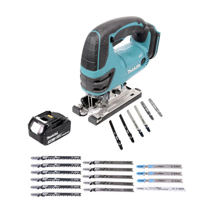 Sierra de calar a batería Makita DJV 180 F1 18V + 1x batería 3.0Ah + 21x hojas de sierra de calar - sin cargador