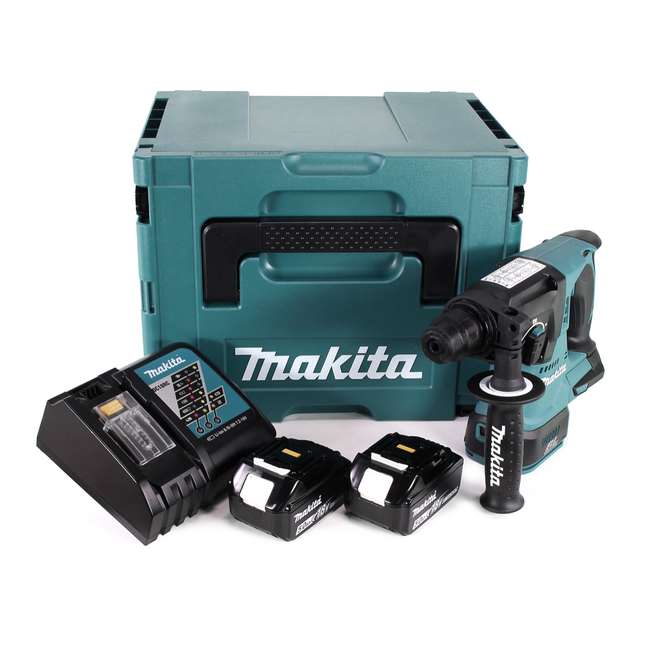 Makita DHR 242 RTJ cordless hammer drill 18V 2.0J SDS-plus Brushless + 2x rechargeable battery 5.0Ah + charger + Makpac