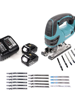 Sierra de calar a batería Makita DJV 180 SF 18V + 2x baterías 3.0Ah + cargador + 21x hojas de sierra de calar