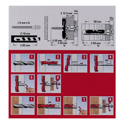 Taco de cavidad Fischer DUOTEC 10 50mm 500 piezas (10x 537258)